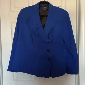 Kasper Blue Ruffled Blazer